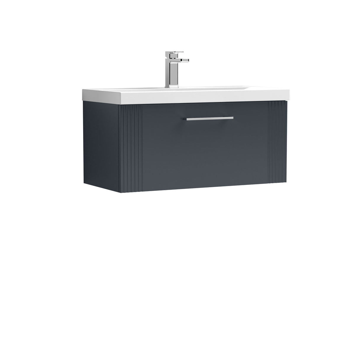 [BFPF1496D] Belvide Retro Partial Fluted 1 Drawer Wall Hung Vanity Basin Unit with Thin-Edge Basin, Choice of Size and Colour - Cutout
