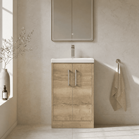 [BFPF1801A] Winshill Contemporary 2 Door Floor Standing Vanity Basin Unit with Mid-Edge Basin, Choice of Size and Colour - Silo
