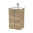 [BFPF1801B] Winshill Contemporary 2 Door Floor Standing Vanity Unit with Minimalist Basin, Light Oak, 500mm - Cutout