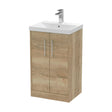 [BFPF1801D] Winshill Contemporary 2 Door Floor Standing Vanity Unit with Thin Edge Basin, Light Oak, 500mm - Cutout