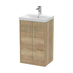 [BFPF1801D] Winshill Contemporary 2 Door Floor Standing Vanity Unit with Thin Edge Basin, Light Oak, 500mm - Cutout