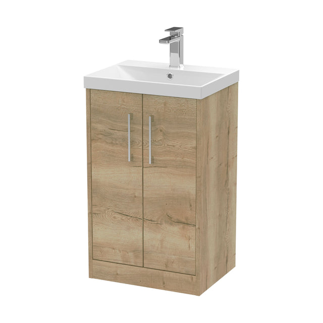 [BFPF1801D] Winshill Contemporary 2 Door Floor Standing Vanity Unit with Thin Edge Basin, Light Oak, 500mm - Cutout
