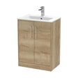 [BFPF1803B] Winshill Contemporary 2 Door Floor Standing Vanity Unit with Minimalist Basin, Light Oak, 600mm - Cutout