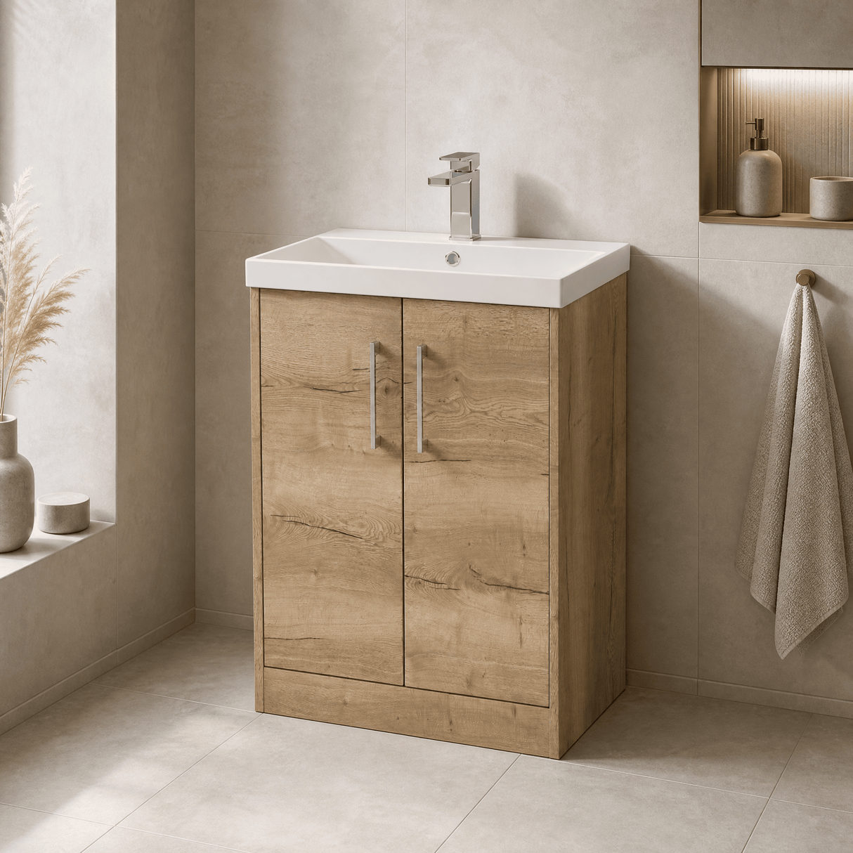 [BFPF1803D] Winshill Contemporary 2 Door Floor Standing Vanity Unit with Thin Edge Basin - Choice of Size and Colour