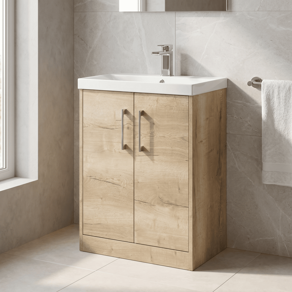 [BFPF1803D] Winshill Contemporary 2 Door Floor Standing Vanity Unit with Thin Edge Basin - Choice of Size and Colour