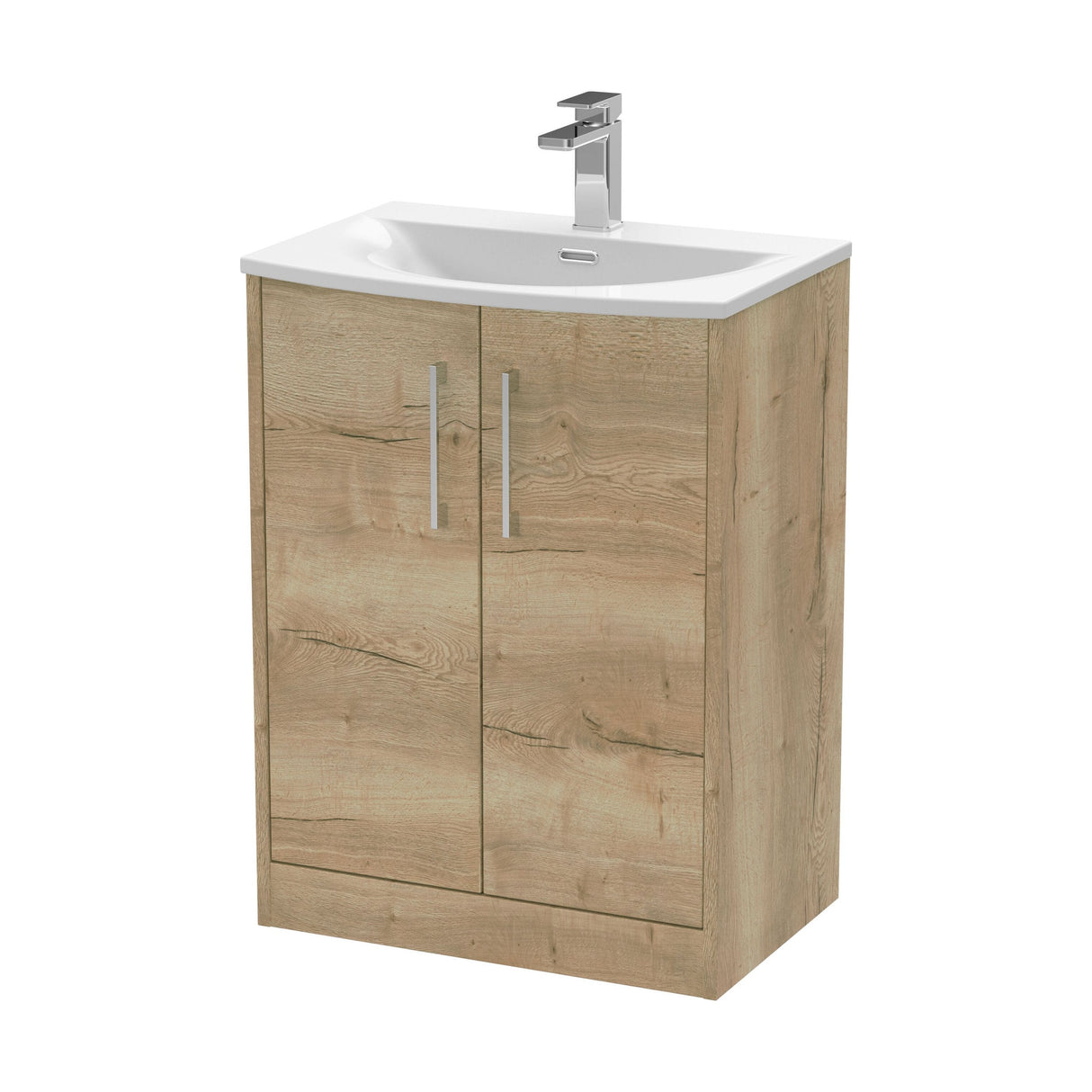 [BFPF1803G] Winshill Contemporary 2 Door Floor Standing Vanity Unit with Curved Basin - Choice of Size and Colour - Cutout