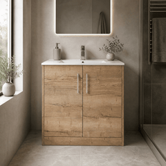 [BFPF1805B] Winshill Contemporary 2 Door Floor Standing Vanity Unit with Minimalist Basin - Choice of Size and Colour