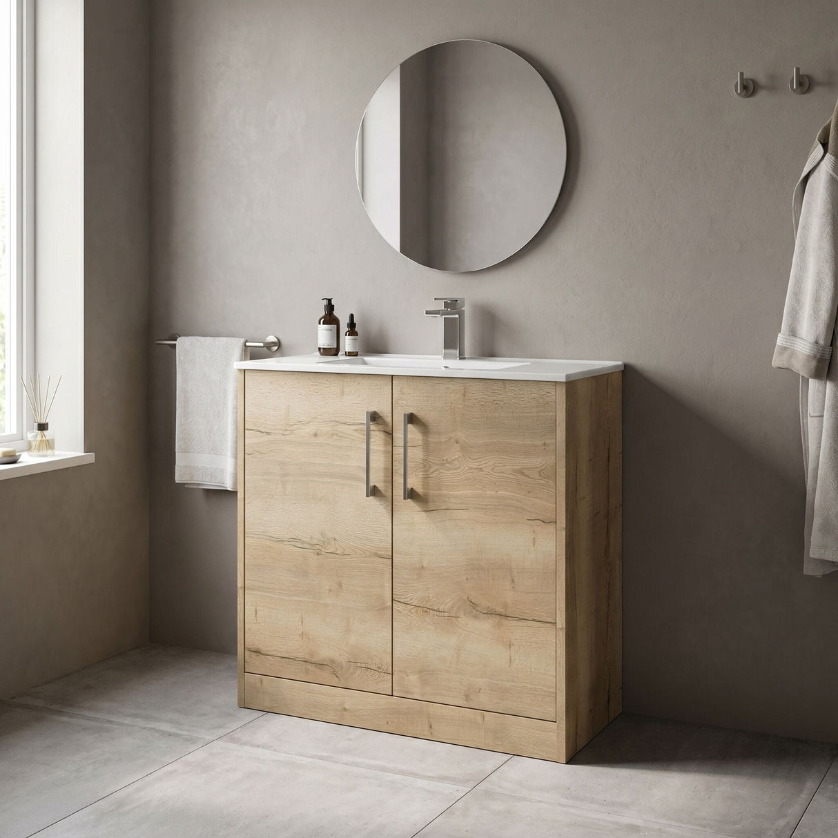 [BFPF1805B] Winshill Contemporary 2 Door Floor Standing Vanity Unit with Minimalist Basin - Choice of Size and Colour