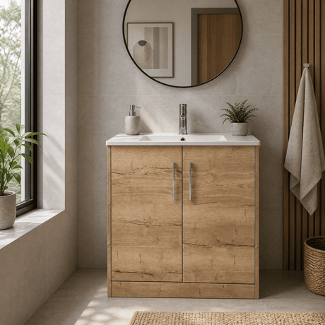 [BFPF1805B] Winshill Contemporary 2 Door Floor Standing Vanity Unit with Minimalist Basin - Choice of Size and Colour - Silo