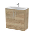 [BFPF1805G] Winshill Contemporary 2 Door Floor Standing Vanity Unit with Curved Basin, Light Oak, 800mm - Cutout