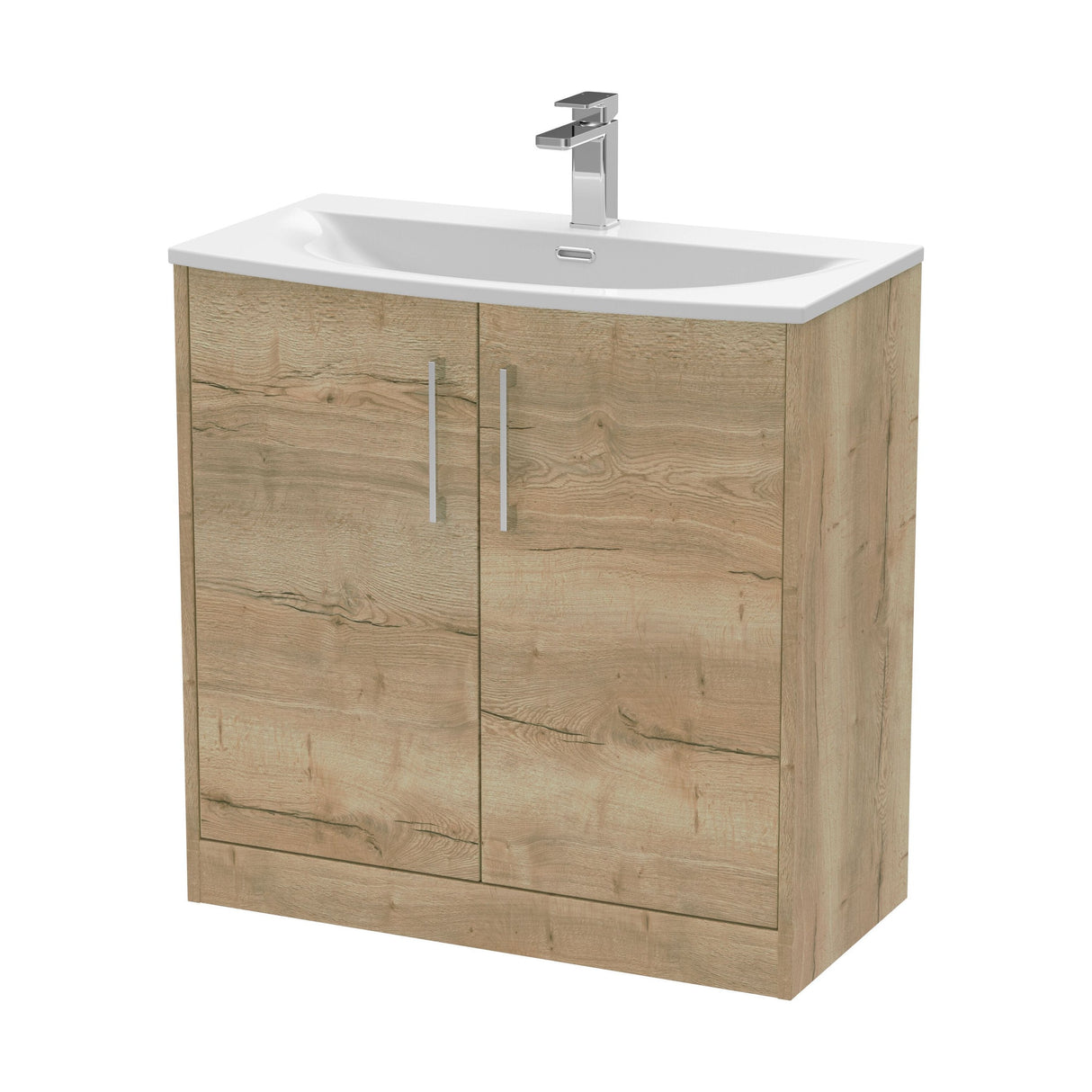 [BFPF1805G] Winshill Contemporary 2 Door Floor Standing Vanity Unit with Curved Basin - Choice of Size and Colour - Cutout