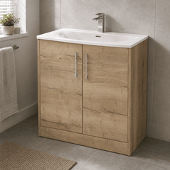 [BFPF1805G] Winshill Contemporary 2 Door Floor Standing Vanity Unit with Curved Basin - Choice of Size and Colour