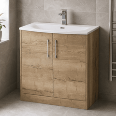[BFPF1805G] Winshill Contemporary 2 Door Floor Standing Vanity Unit with Curved Basin - Choice of Size and Colour