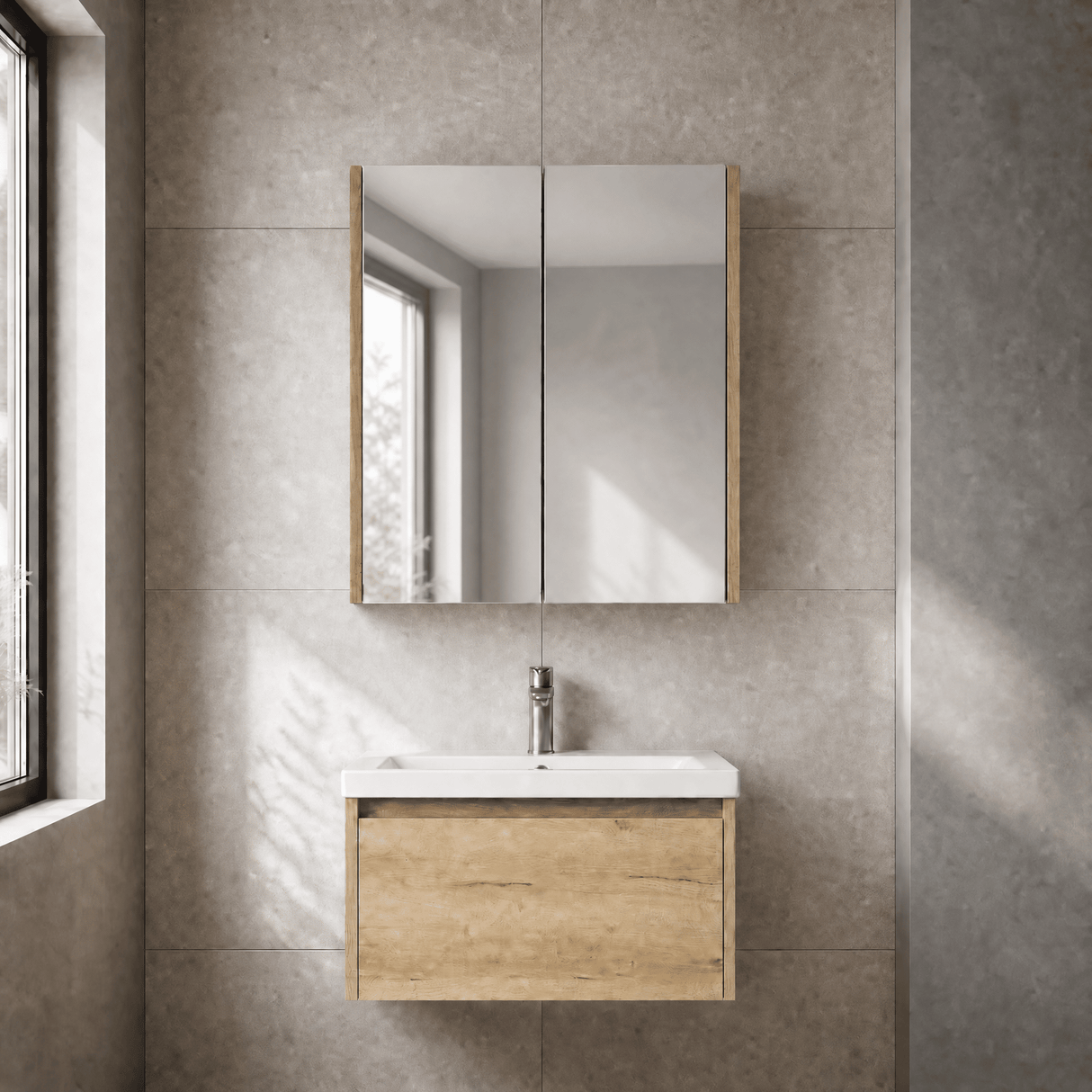 [BFPF1817] Winshill Wall Hung Mirror Cabinet Unit, 600mm, Choice of Colour
