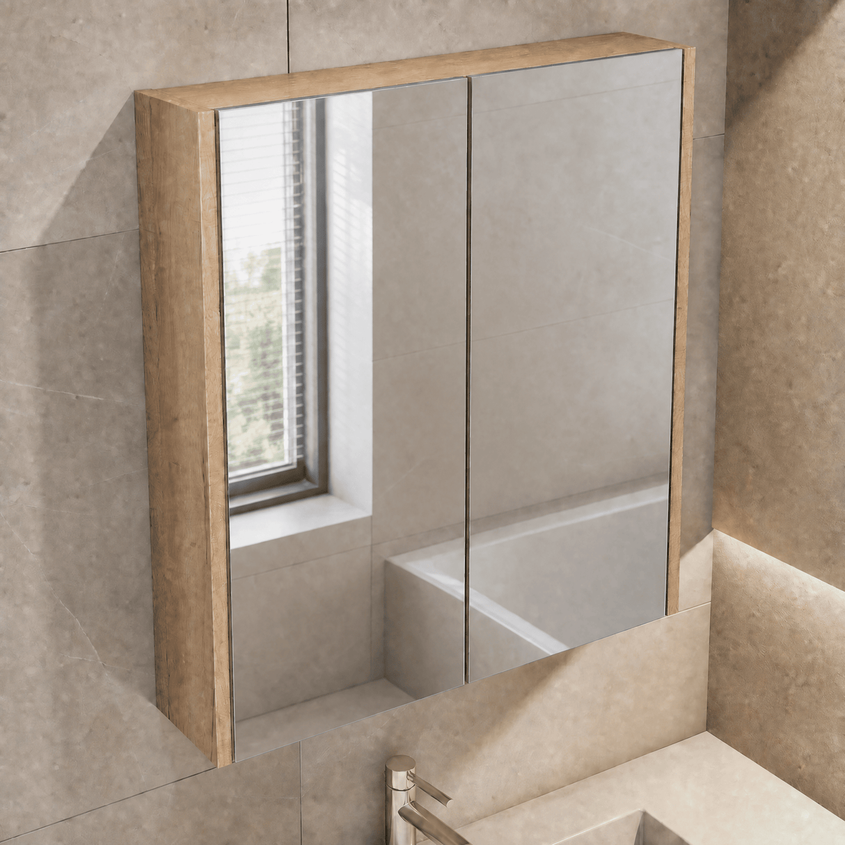 [BFPF1817] Winshill Wall Hung Mirror Cabinet Unit, 600mm, Choice of Colour