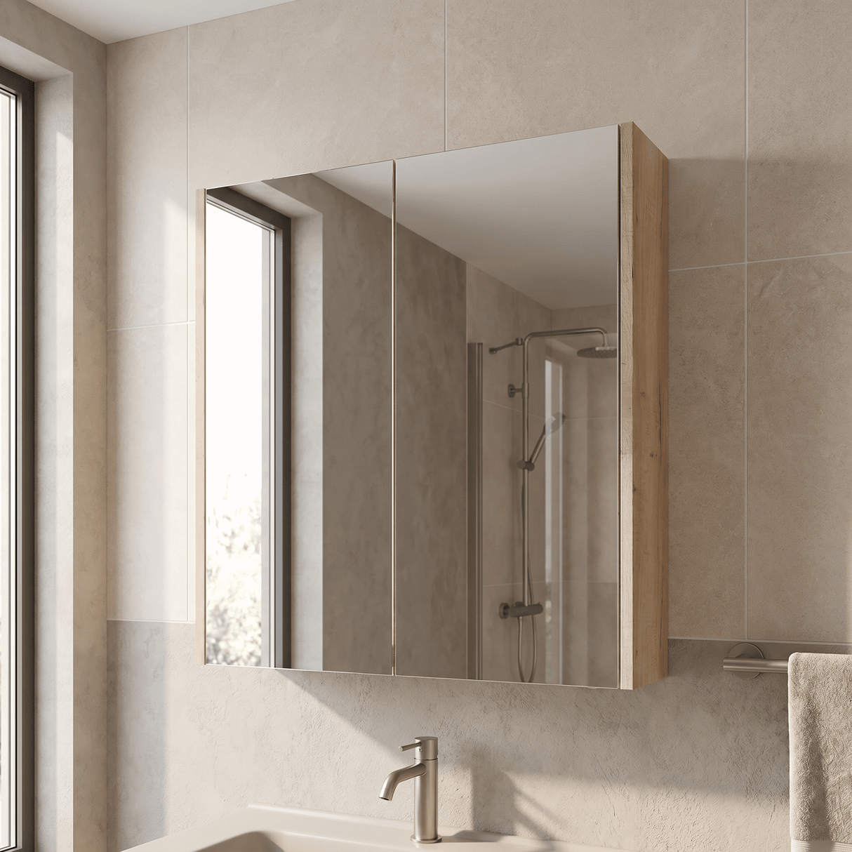 [BFPF1817] Winshill Wall Hung Mirror Cabinet Unit, 600mm, Choice of Colour
