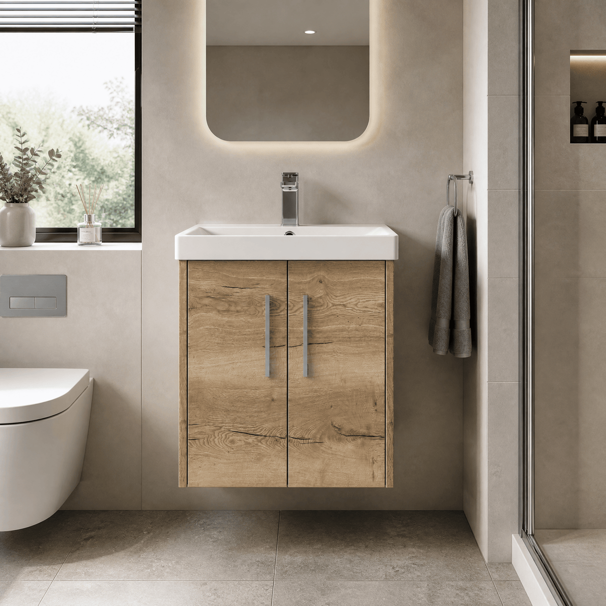 [BFPF1821D] Winshill Contemporary 2 Door Wall Hung Vanity Unit with Thin Edge Basin - Choice of Size and Colour