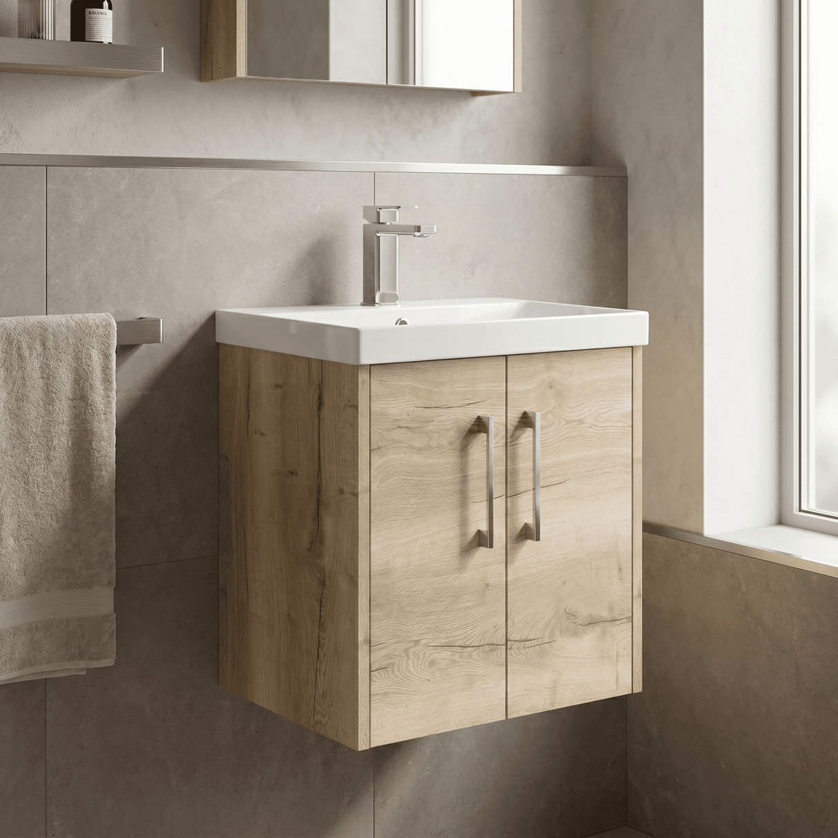 [BFPF1821D] Winshill Contemporary 2 Door Wall Hung Vanity Unit with Thin Edge Basin - Choice of Size and Colour