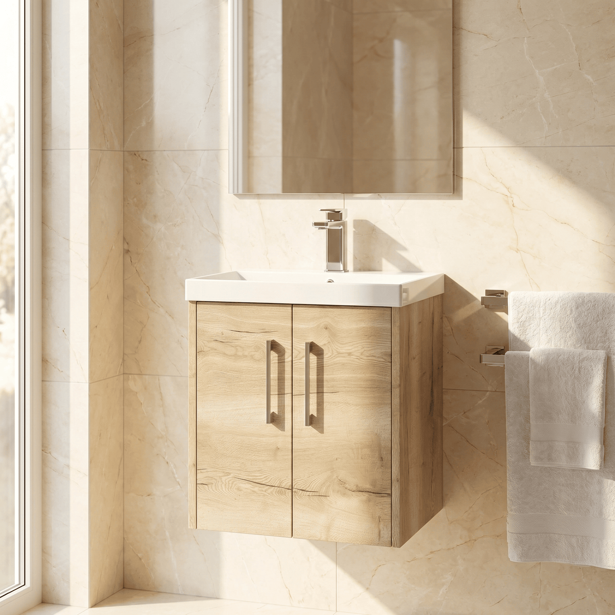 [BFPF1821D] Winshill Contemporary 2 Door Wall Hung Vanity Unit with Thin Edge Basin - Choice of Size and Colour - Silo