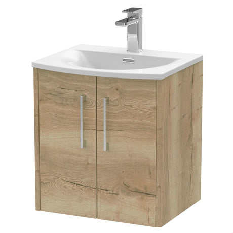 [BFPF1821G] Winshill Contemporary 2 Door Wall Hung Vanity Unit with Curved Basin - Choice of Size and Colour - Cutout