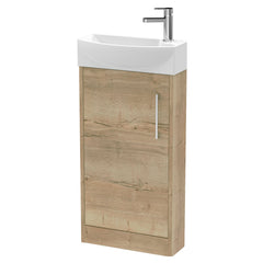 [BFPF1821L] Winshill Contemporary 1 Door Floor Standing Cloakroom Vanity Unit with Basin - Choice of Orientation and Colour - Cutout