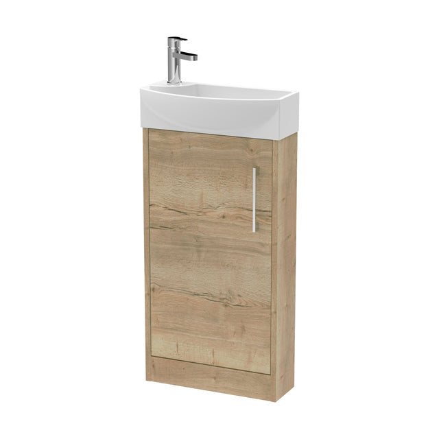[BFPF1821R] Winshill Contemporary 1 Door Right-Hand Floor Standing Cloakroom Vanity Unit with Basin, Light Oak, 440mm - Cutout
