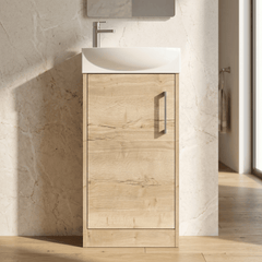 [BFPF1821R] Winshill Contemporary 1 Door Floor Standing Cloakroom Vanity Unit with Basin - Choice of Orientation and Colour - Silo