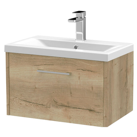 [BFPF1822A] Winshill Contemporary 1 Drawer Wall Hung Vanity Unit with Mid-Edge Basin - Choice of Size and Colour - Cutout