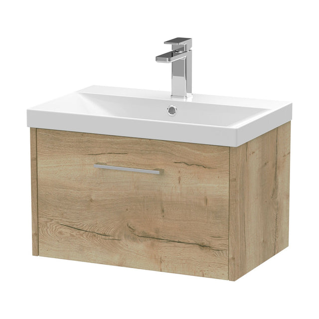 [BFPF1822D] Winshill Contemporary 1 Drawer Wall Hung Vanity Unit with Thin Edge Basin, Light Oak, 600mm - Cutout