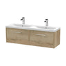 [BFPF1822F] Winshill Contemporary 2 Drawer Wall Hung Vanity Unit with Double Ceramic Basin, 1200mm, Choice of Colour - Cutout