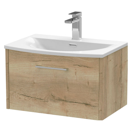[BFPF1822G] Winshill Contemporary 1 Drawer Wall Hung Vanity Unit with Curved Basin, Choice of Size and Colour - Cutout