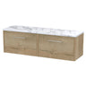 [BFPF1822LCM2] Winshill Contemporary 2 Drawer Wall Hung Vanity Unit with Carrera Marble Laminate Worktop - Choice of Colour - Cutout