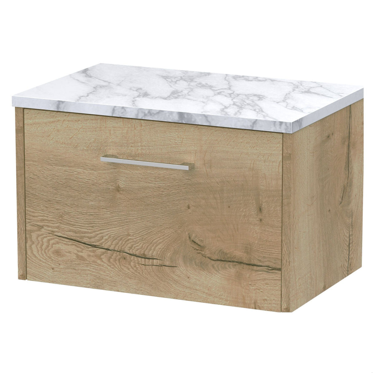 [BFPF1822LCM] Winshill Contemporary 1 Drawer Wall Hung Vanity Unit with Carrera Marble Laminate Worktop - Choice of Size and Colour - Cutout