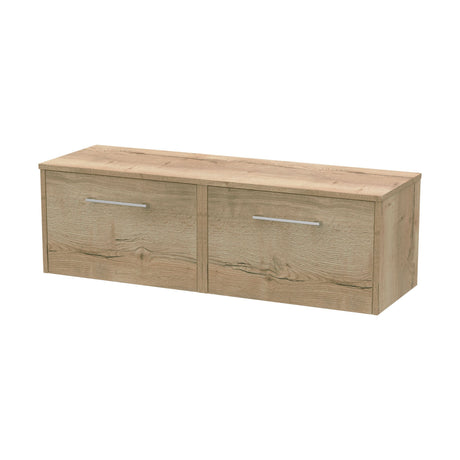 [BFPF1822W2] Winshill Contemporary 2 Drawer Wall Hung Vanity Unit with Worktop, Light Oak, 1200mm - Cutout