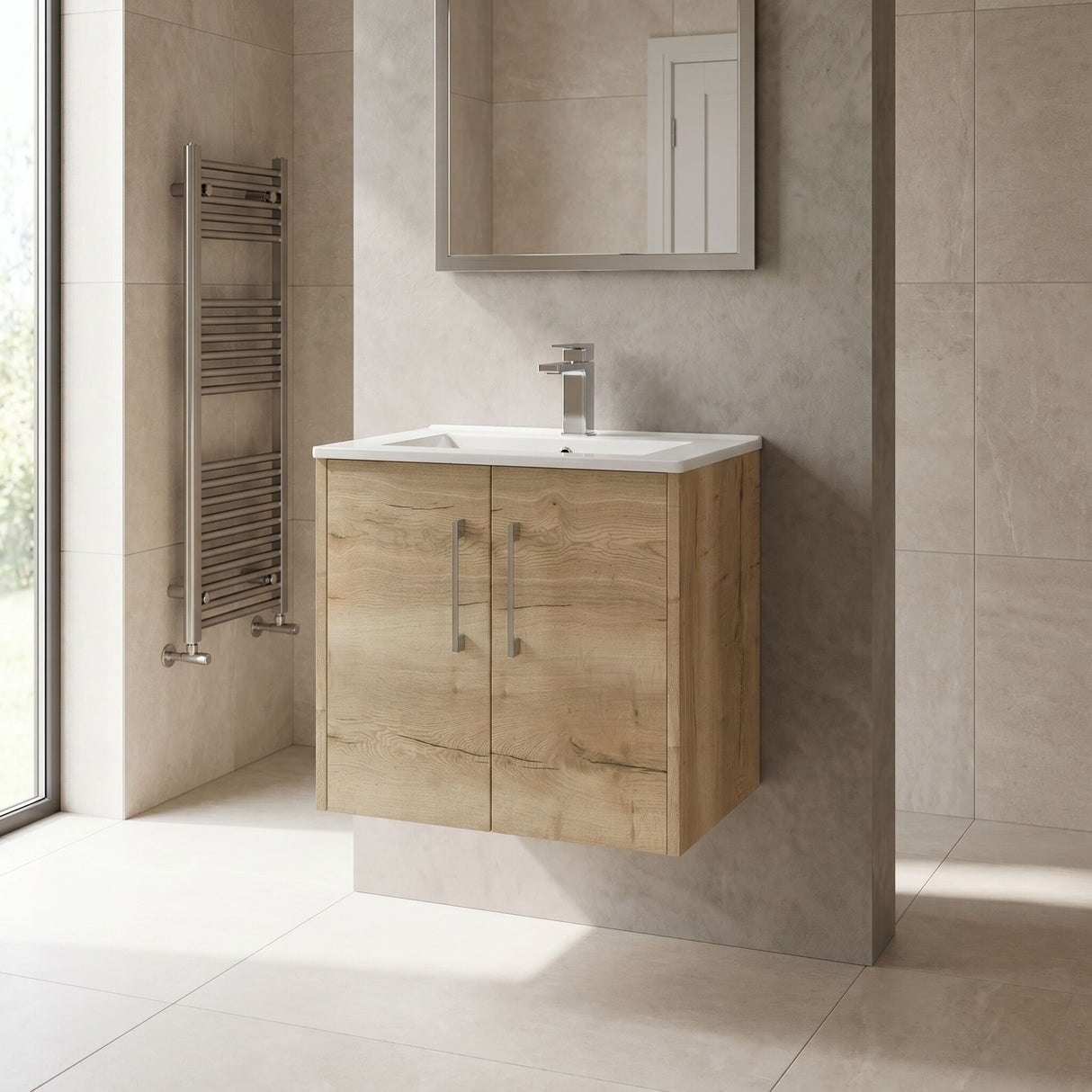 [BFPF1823B] Winshill Contemporary 2 Door Wall Hung Vanity Unit with Minimalist Basin - Choice of Size and Colour