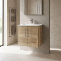 [BFPF1823B] Winshill Contemporary 2 Door Wall Hung Vanity Unit with Minimalist Basin - Choice of Size and Colour