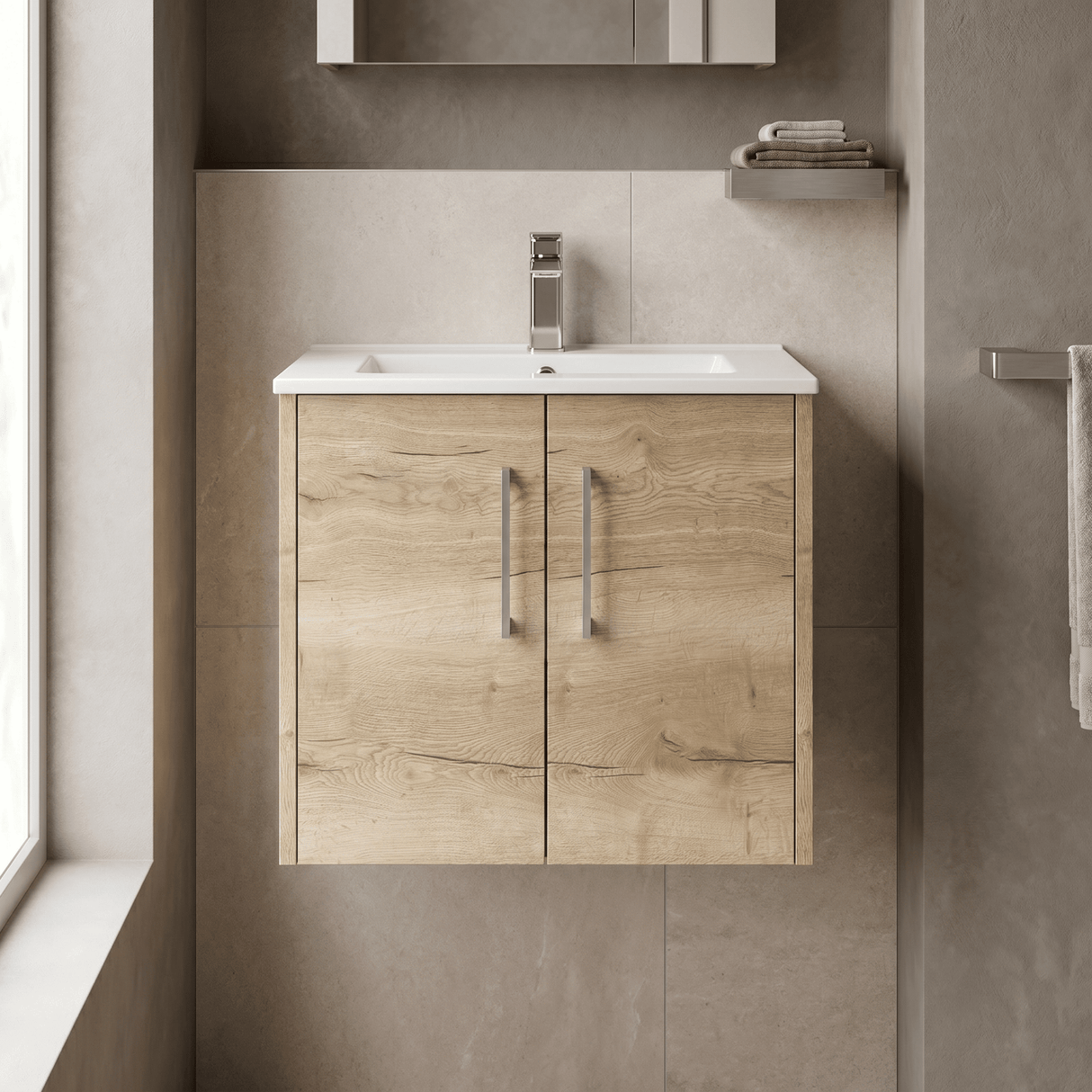 [BFPF1823B] Winshill Contemporary 2 Door Wall Hung Vanity Unit with Minimalist Basin - Choice of Size and Colour