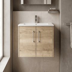 [BFPF1823B] Winshill Contemporary 2 Door Wall Hung Vanity Unit with Minimalist Basin - Choice of Size and Colour