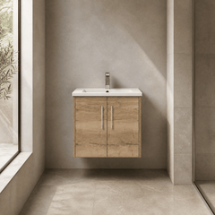 [BFPF1823B] Winshill Contemporary 2 Door Wall Hung Vanity Unit with Minimalist Basin - Choice of Size and Colour
