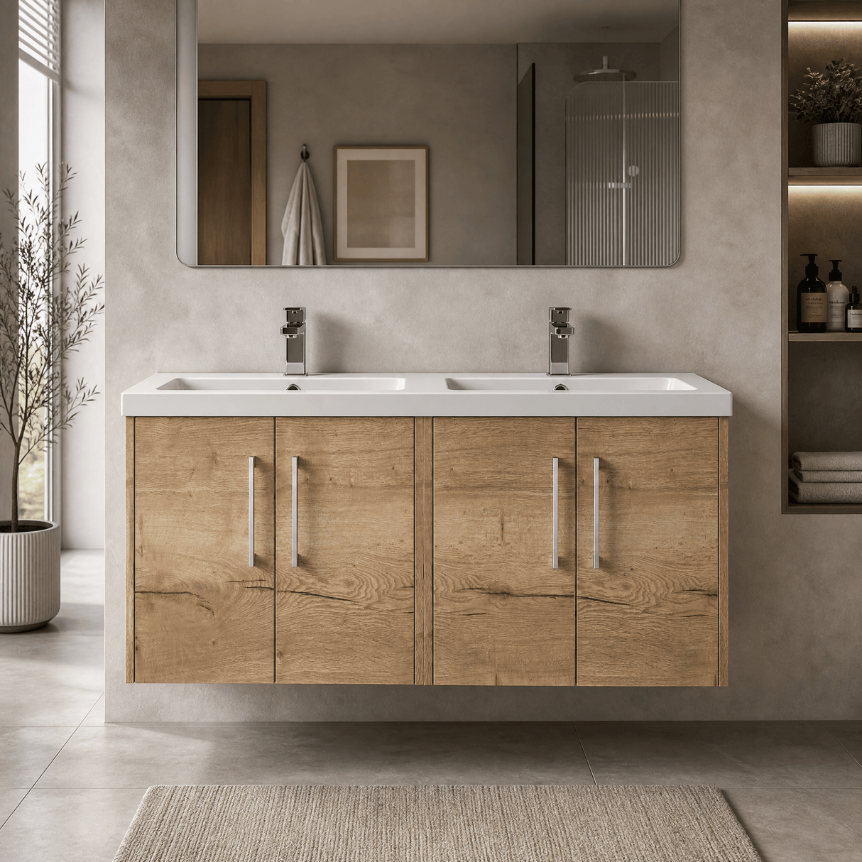 [BFPF1823C] Winshill Contemporary 4 Door 1200mm Wall Hung Vanity Unit with Thin Edge Basin - Choice of Colour