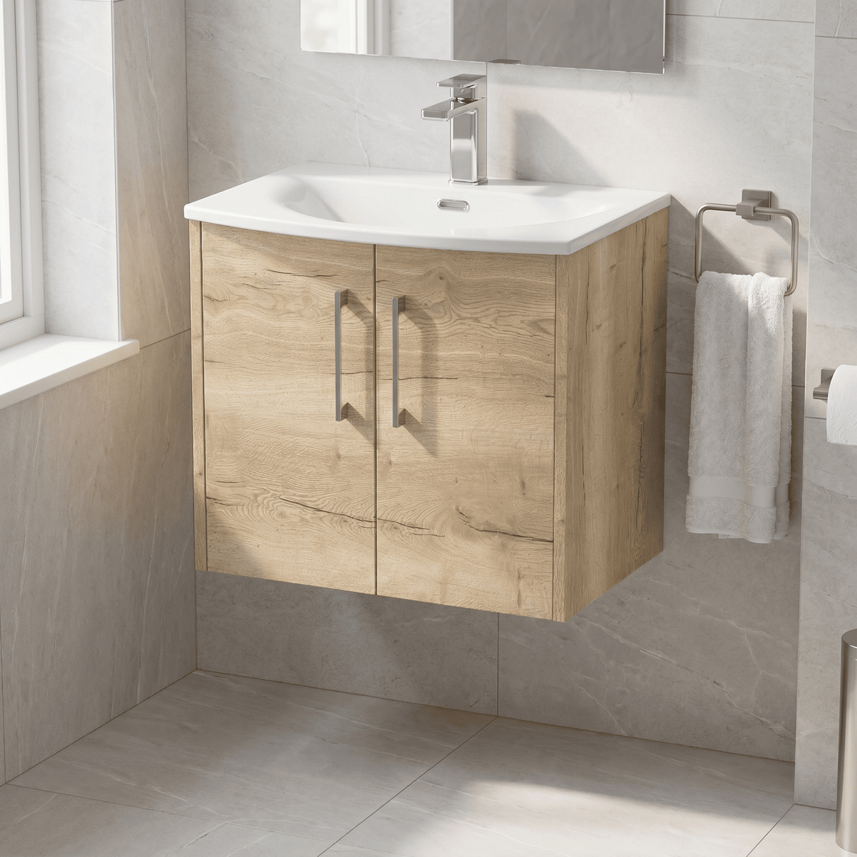 [BFPF1823G] Winshill Contemporary 2 Door Wall Hung Vanity Unit with Curved Basin - Choice of Size and Colour