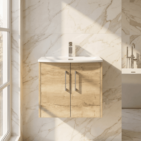 [BFPF1823G] Winshill Contemporary 2 Door Wall Hung Vanity Unit with Curved Basin - Choice of Size and Colour - Silo