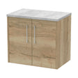 [BFPF1823LBG] Winshill Contemporary 2 Door Wall Hung Vanity Unit with Laminate Worktop, Light Oak, 600mm - Cutout
