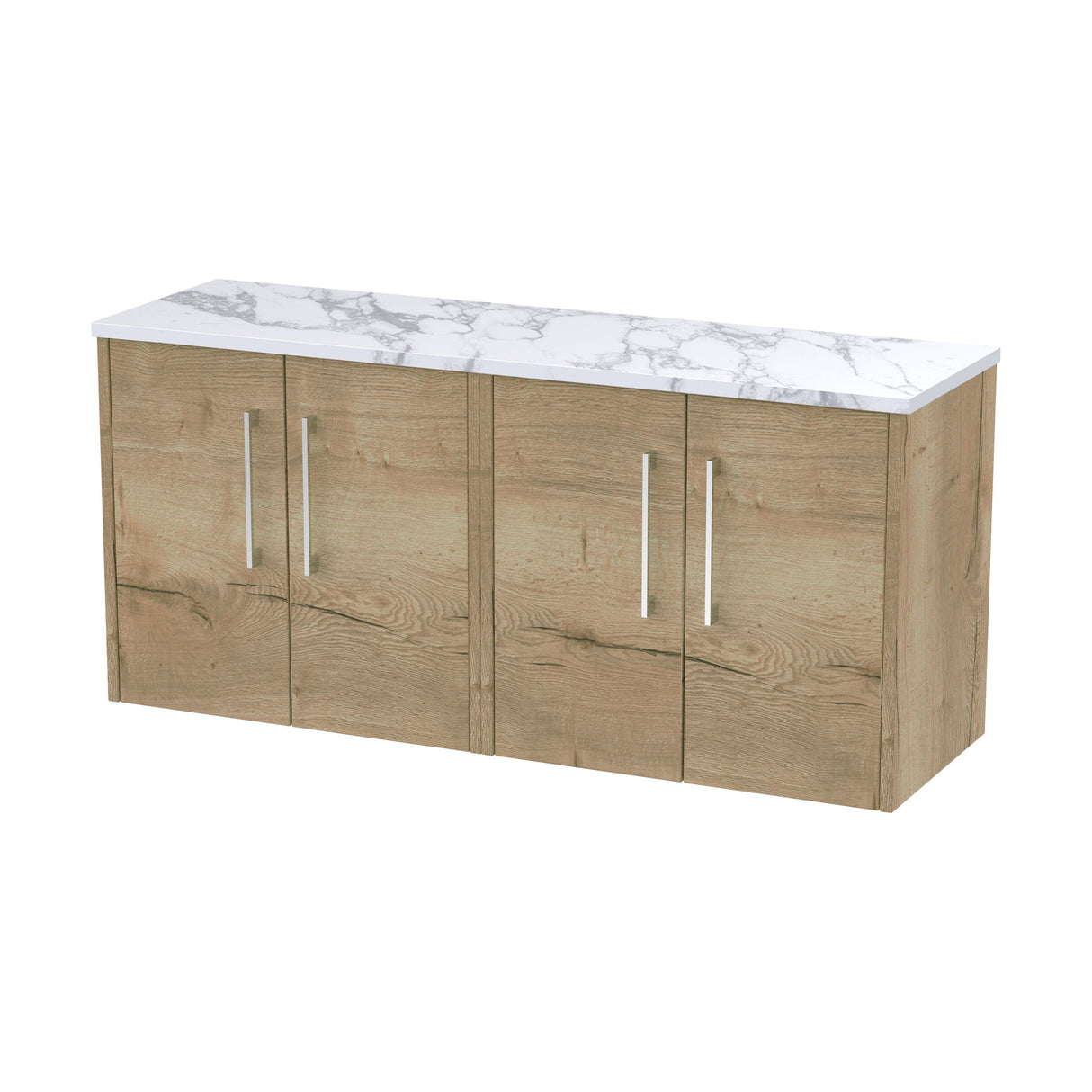 [BFPF1823LCM2] Winshill Contemporary 2 Door Wall Hung Vanity Unit with Laminate Worktop, Light Oak, 1200mm - Cutout