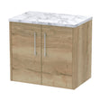 [BFPF1823LCM] Winshill Contemporary 2 Door Wall Hung Vanity Unit with Laminate Worktop, Light Oak, 600mm - Cutout