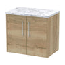 [BFPF1823LCM] Winshill Contemporary 2 Door Wall Hung Vanity Unit with Carrera Marble Laminate Worktop - Choice of Colour - Cutout