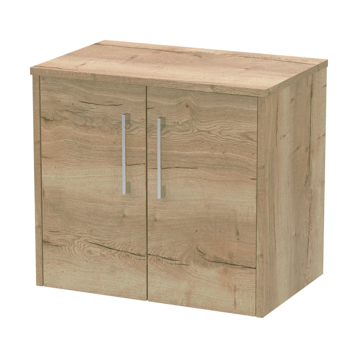 [BFPF1823W] Winshill Contemporary 2 Door Wall Hung Vanity Unit with Worktop, Light Oak, 600mm - Cutout