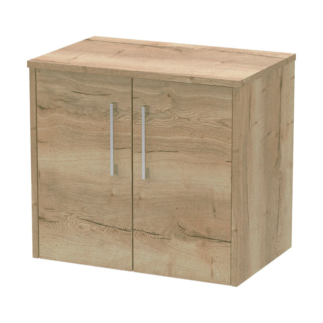 [BFPF1823W] Winshill Contemporary 2 Door Wall Hung Vanity Unit with Worktop, Light Oak, 600mm - Cutout