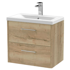 [BFPF1824A] Winshill Contemporary 2 Drawer Wall Hung Vanity Unit with Mid-Edge Basin - Choice of Size and Colour - Cutout
