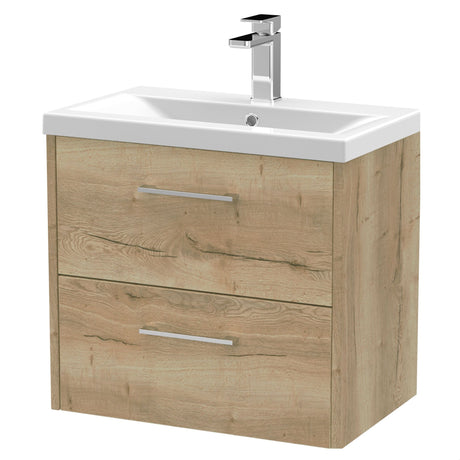 [BFPF1824A] Winshill Contemporary 2 Drawer Wall Hung Vanity Unit with Mid-Edge Basin - Choice of Size and Colour - Cutout